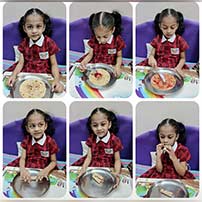 LKG A Children prepared their snack by following the concept of whole and part
